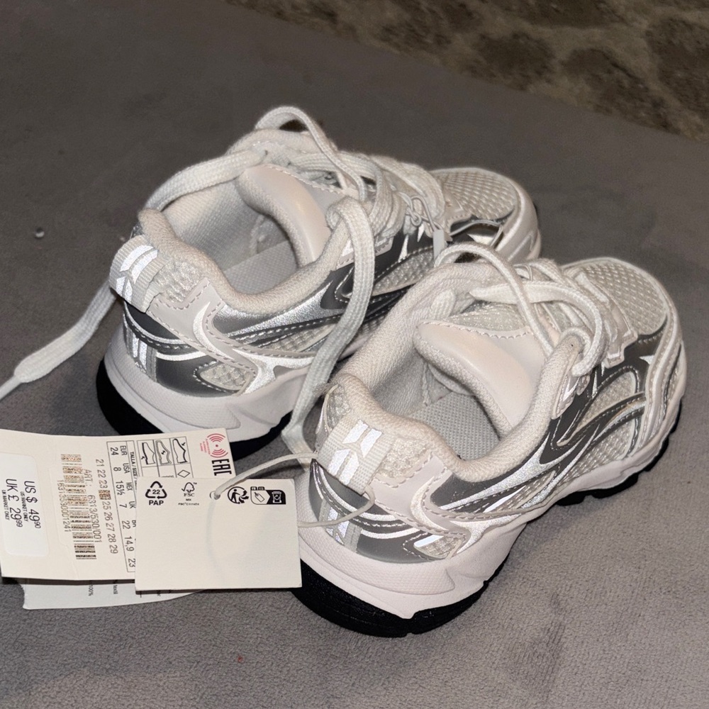 Zara Kids White and Silver Sneakers